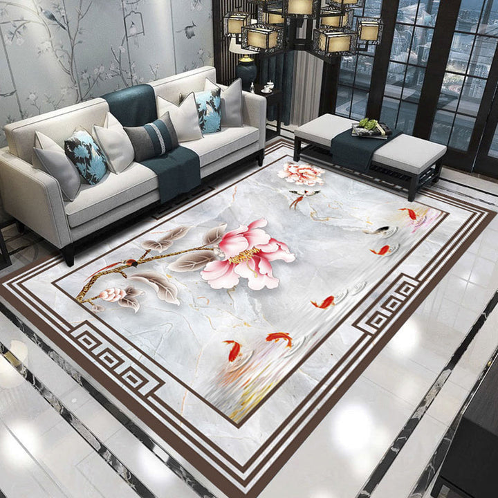 Lisslune | Relaxing Living Room Carpet Multicolored Floral Pattern Carpet Synthetic Non-Slip Pet-Friendly Easy-Care Carpet