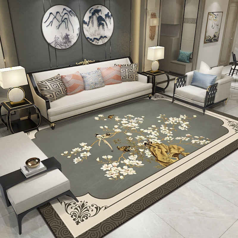 Lisslune | Relaxing Living Room Carpet Multicolored Floral Pattern Carpet Synthetic Non-Slip Pet-Friendly Easy-Care Carpet