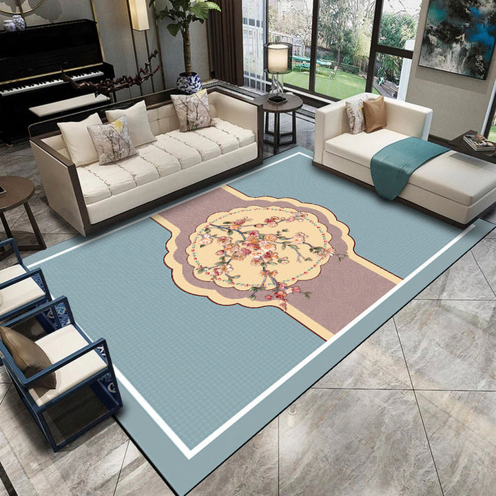 Lisslune | Relaxing Living Room Carpet Multicolored Floral Pattern Carpet Synthetic Non-Slip Pet-Friendly Easy-Care Carpet