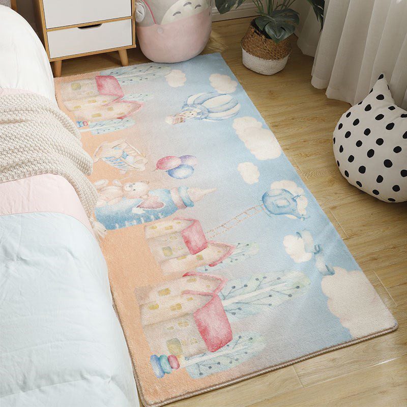 Lisslune | Beautiful Bedroom Rug Multicolor Cartoon Pattern Indoor Rug Synthetic Non-Slip Stain-Resistant Rug