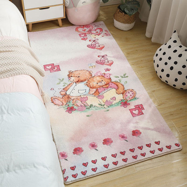 Lisslune | Beautiful Bedroom Rug Multicolor Cartoon Pattern Indoor Rug Synthetic Non-Slip Stain-Resistant Rug