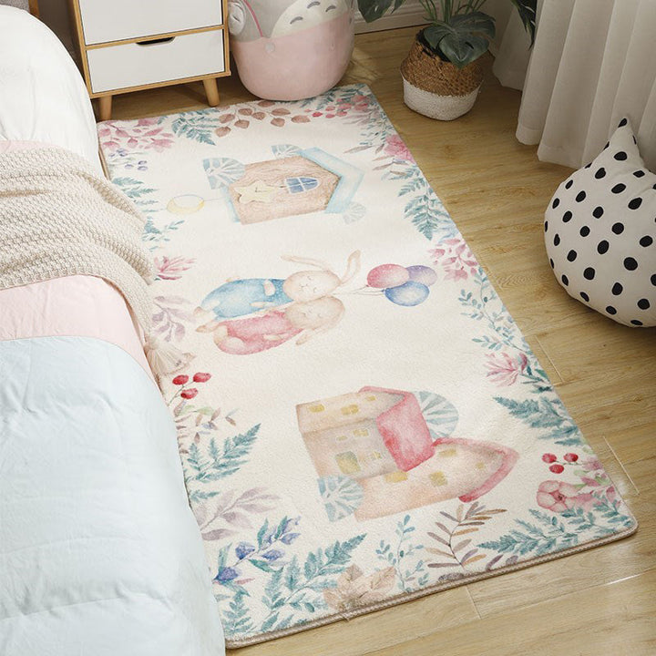 Lisslune | Beautiful Bedroom Rug Multicolor Cartoon Pattern Indoor Rug Synthetic Non-Slip Stain-Resistant Rug