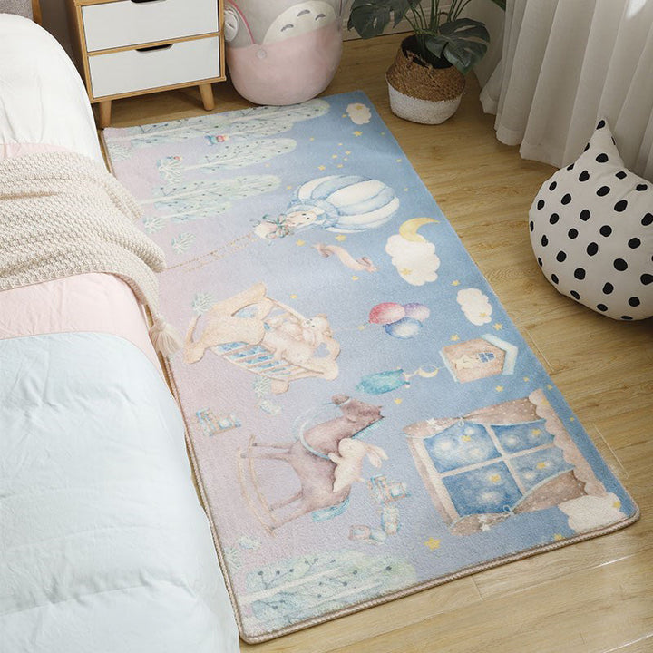 Lisslune | Beautiful Bedroom Rug Multicolor Cartoon Pattern Indoor Rug Synthetic Non-Slip Stain-Resistant Rug