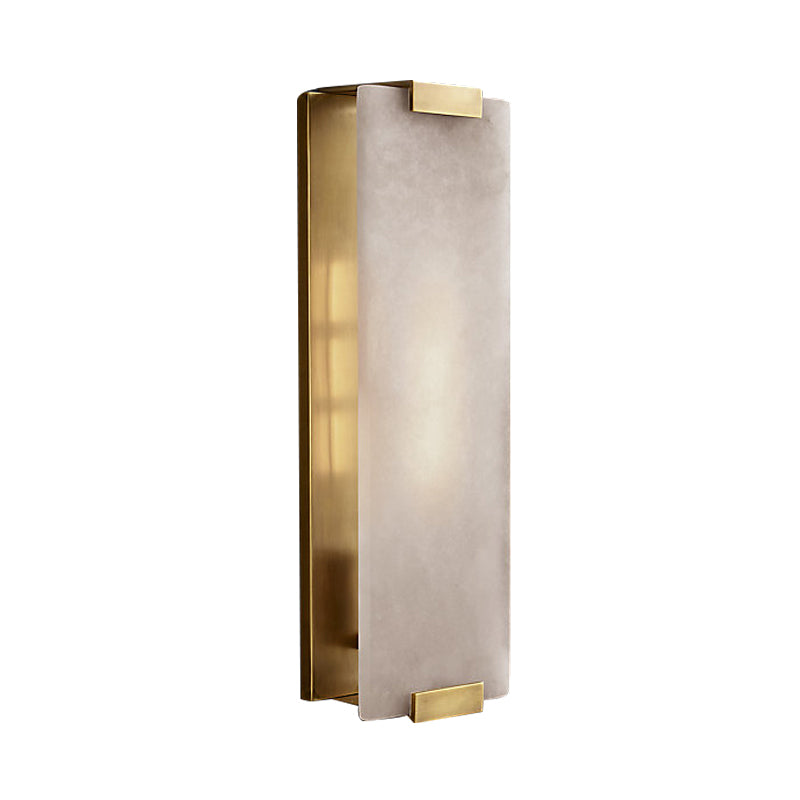 Skørter | 10.5"/18.5" Width Rectangular Wall Light Traditionary Metal 1 Head Black/Brass Wall Lamp Fixture with White Marble