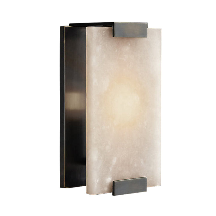 Skørter | 10.5"/18.5" Width Rectangular Wall Light Traditionary Metal 1 Head Black/Brass Wall Lamp Fixture with White Marble