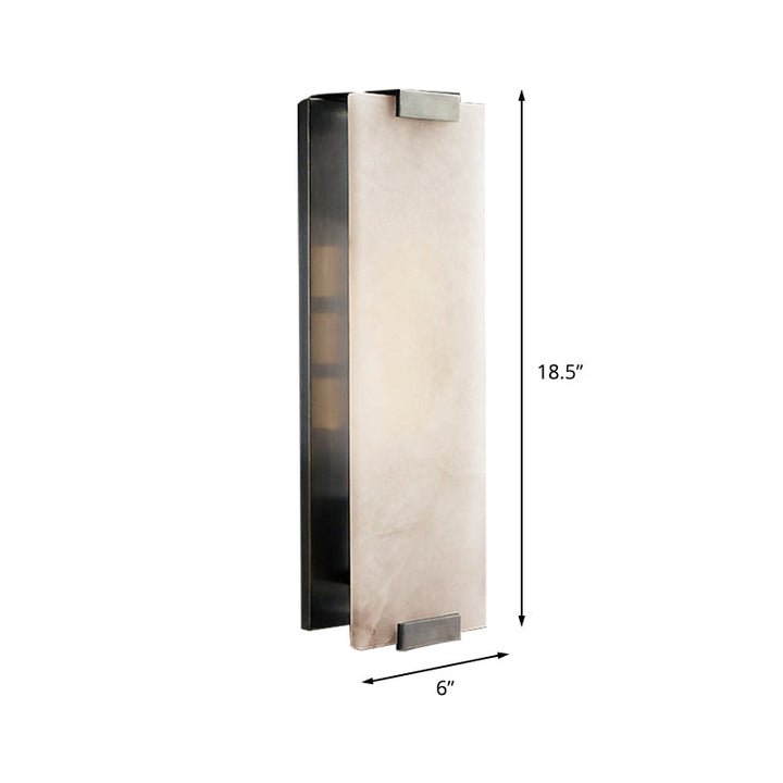 Skørter | 10.5"/18.5" Width Rectangular Wall Light Traditionary Metal 1 Head Black/Brass Wall Lamp Fixture with White Marble