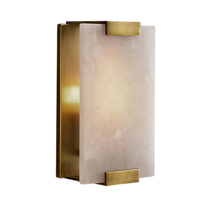 Skørter | 10.5"/18.5" Width Rectangular Wall Light Traditionary Metal 1 Head Black/Brass Wall Lamp Fixture with White Marble