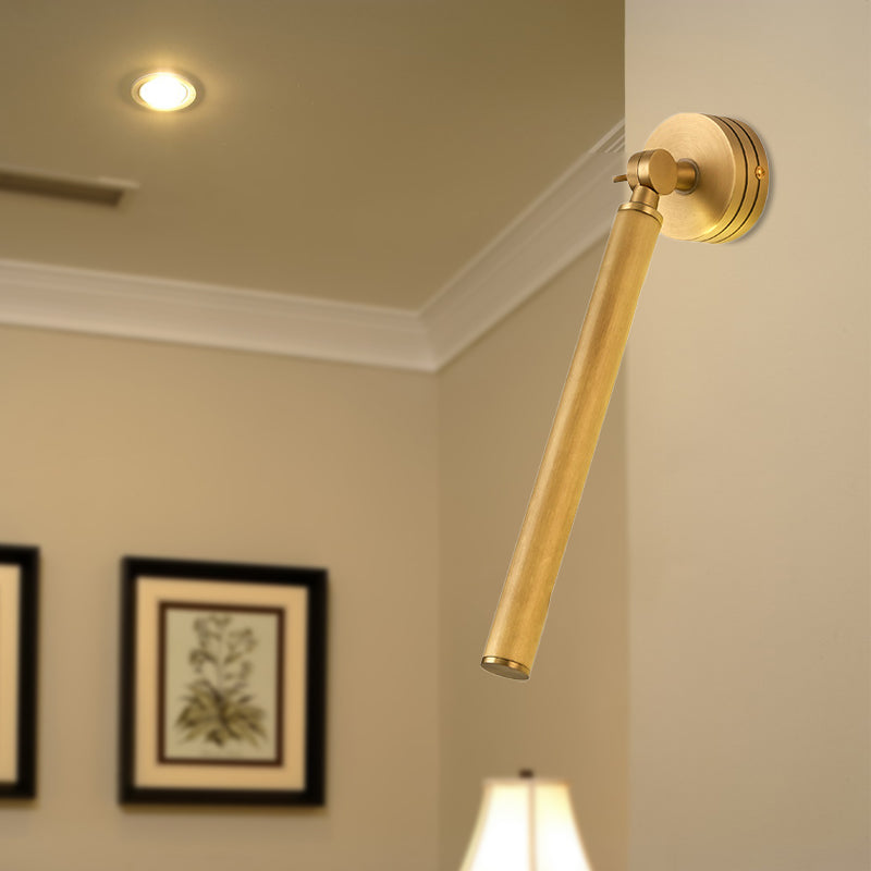 Skørter | Tube Metal Wall Lamp Tradition LED Surface Mount Wall Lamp in Gold with Adjustable Arm