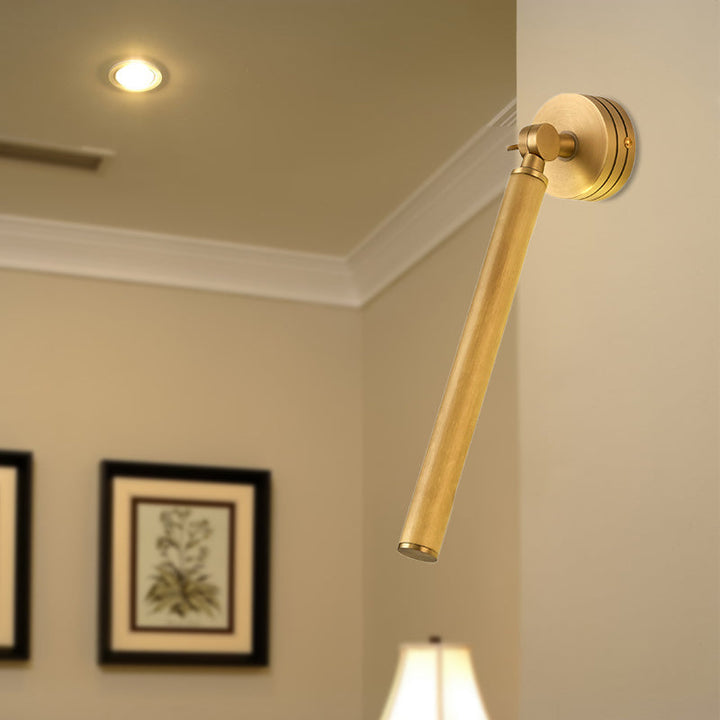 Skørter | Tube Metal Wall Lamp Tradition LED Surface Mount Wall Lamp in Gold with Adjustable Arm