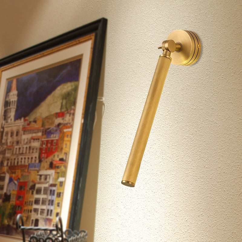 Skørter | Tube Metal Wall Lamp Tradition LED Surface Mount Wall Lamp in Gold with Adjustable Arm