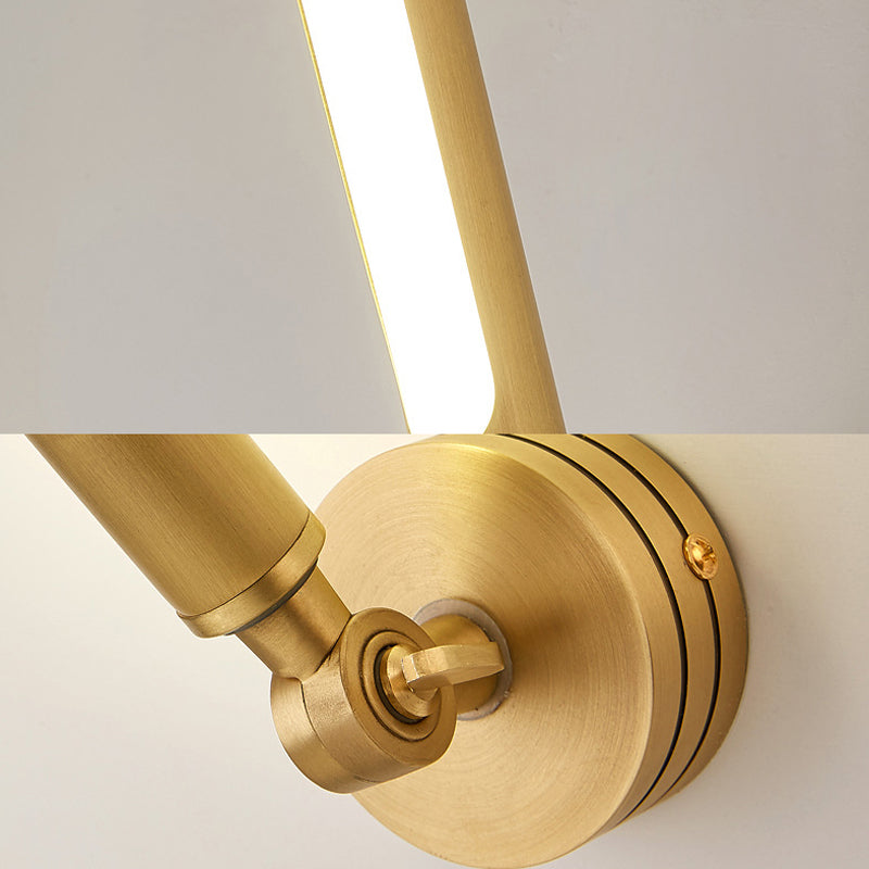 Skørter | Tube Metal Wall Lamp Tradition LED Surface Mount Wall Lamp in Gold with Adjustable Arm
