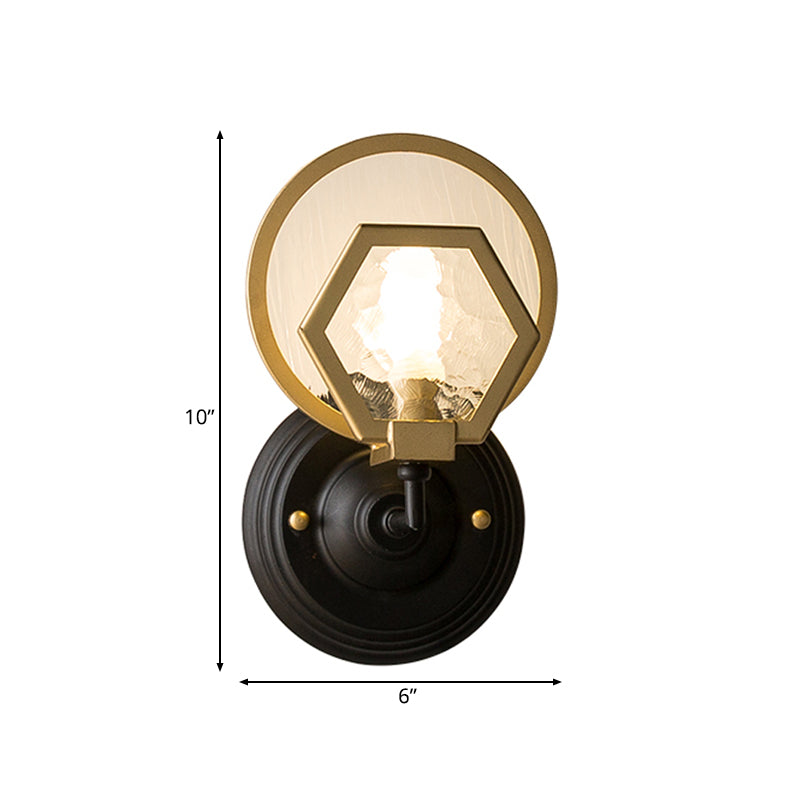 Skørter | Gold Hexagon Wall Lighting Traditional Texture Glass 1/2 Cup Sconces Lighting Fixture for Living Room