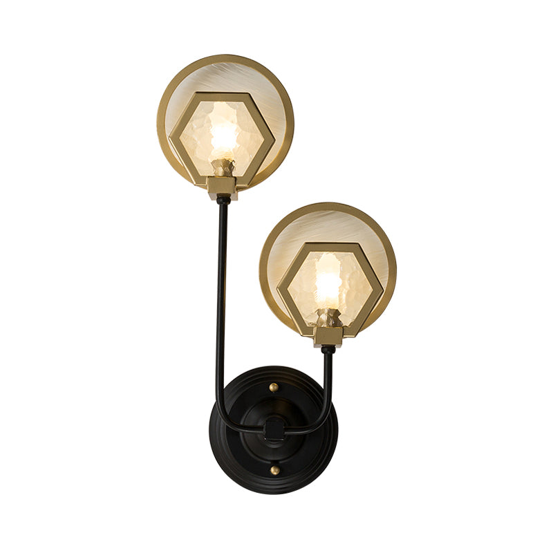 Skørter | Gold Hexagon Wall Lighting Traditional Texture Glass 1/2 Cup Sconces Lighting Fixture for Living Room