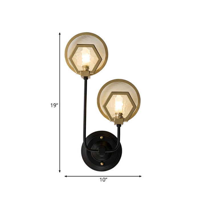 Skørter | Gold Hexagon Wall Lighting Traditional Texture Glass 1/2 Cup Sconces Lighting Fixture for Living Room