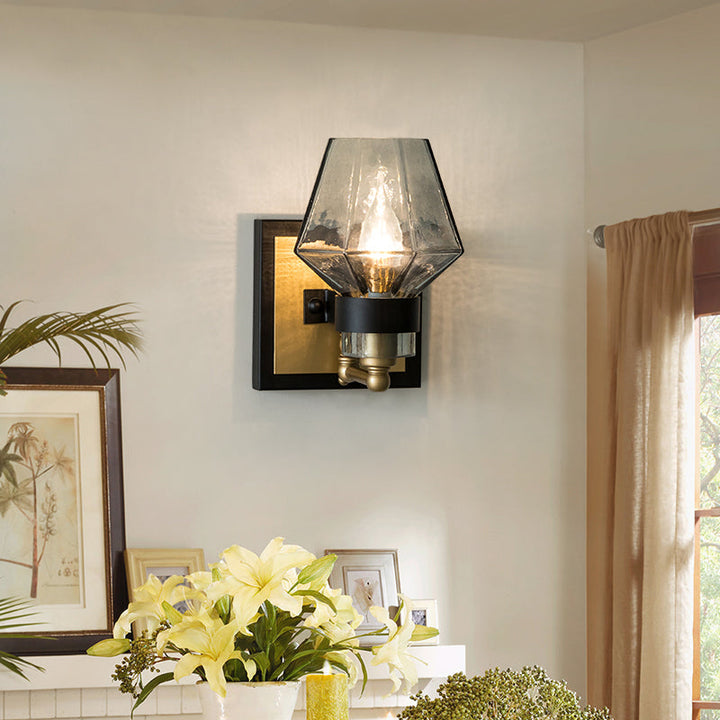 Skørter | Metal Candle Sconces Lamp Tradition 1 Bulb Black Wall Lighting Fixture with Urn Smoke Glass Shade