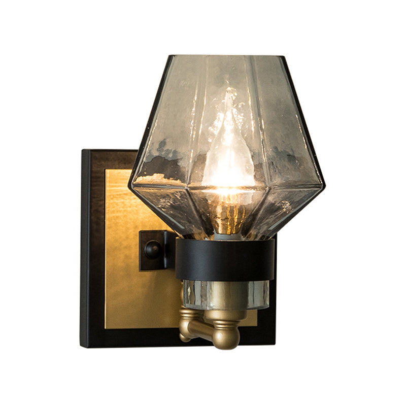 Skørter | Metal Candle Sconces Lamp Tradition 1 Bulb Black Wall Lighting Fixture with Urn Smoke Glass Shade