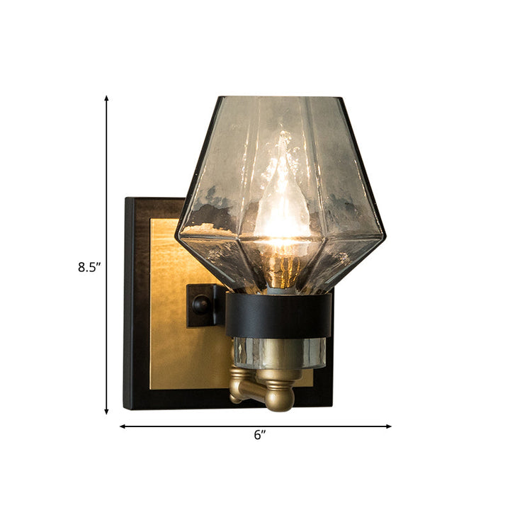 Skørter | Metal Candle Sconces Lamp Tradition 1 Bulb Black Wall Lighting Fixture with Urn Smoke Glass Shade