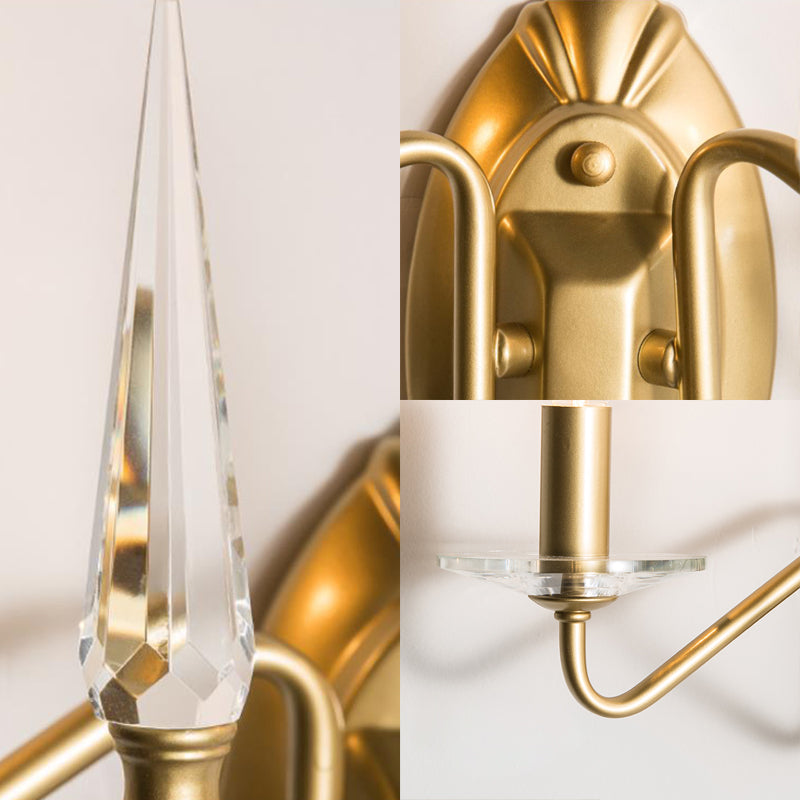 Skørter | Candle Wall Lamp Traditionary Metal 2 Heads Wall Lighting Fixture in Gold with Curved Arm