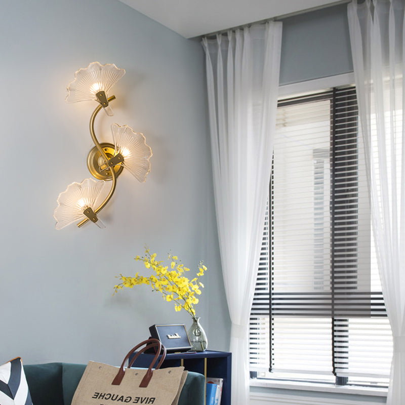 Skørter | Golden Ginkgo Wall Lamp Traditional 1/3 Heads Metal Wall Lighting for Dining Room