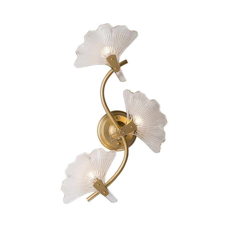 Skørter | Golden Ginkgo Wall Lamp Traditional 1/3 Heads Metal Wall Lighting for Dining Room