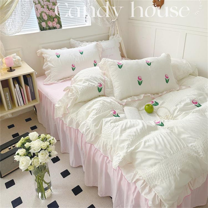 Rynx Coquette Room Tulip Ruffle Bedding Set