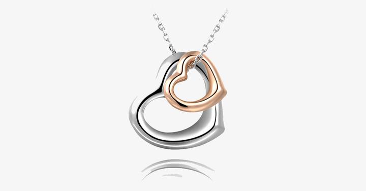 Lisslune | Double Heart Gold-Silver Coating Pendant - Fashionable Lobster Clasp Gold-Plated Pendant for You