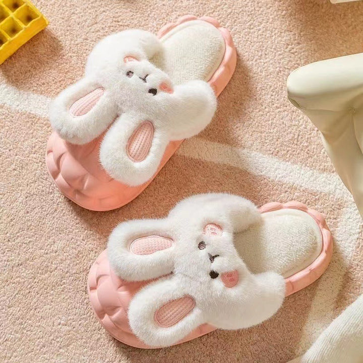 Lisslune | Cute Bunny Shoes Winter Fuzzy Slippers Women Removable Washable Slippers