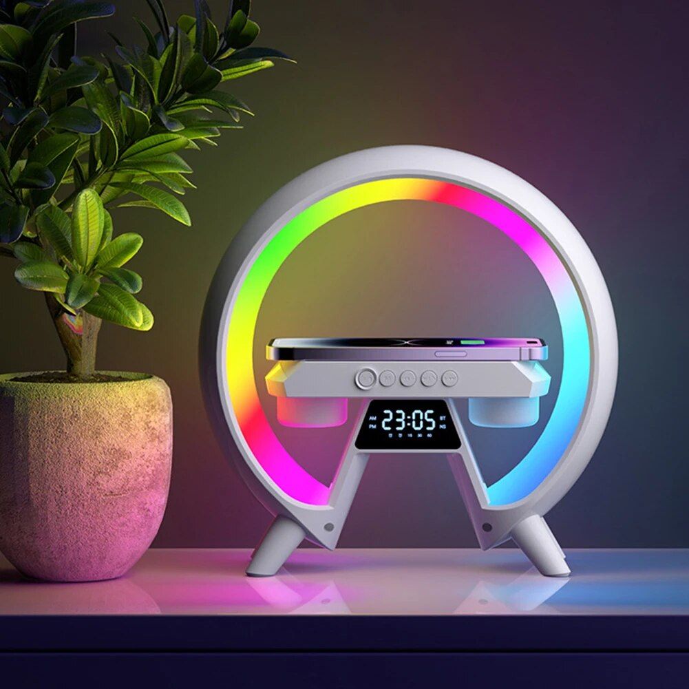 Lisslune | 3-in-1 Wireless Charging Stand with Bluetooth Speaker and RGB Night Light
