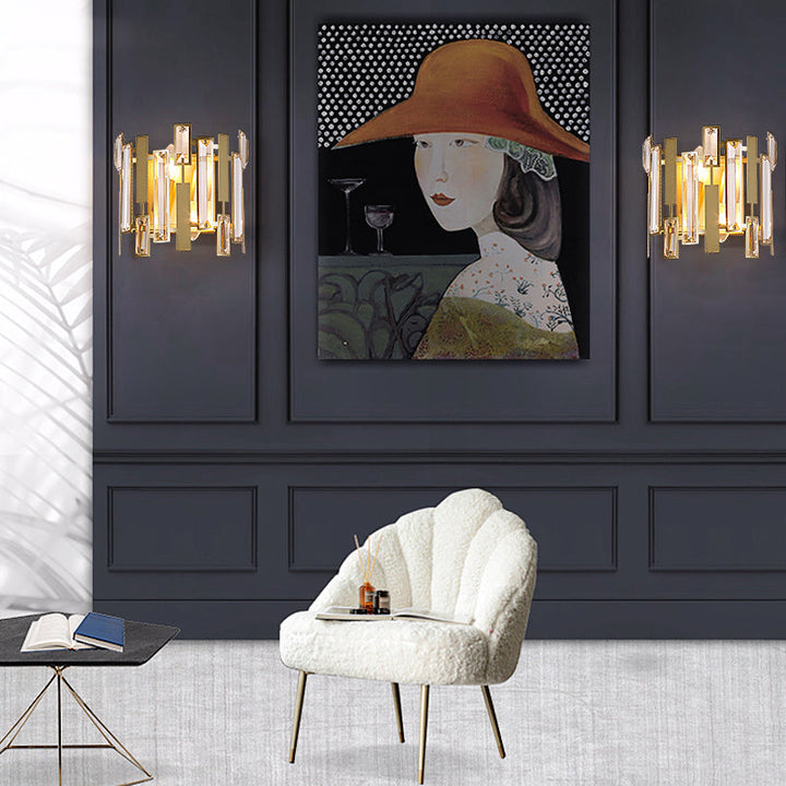Skørter | Laser Cut Wall Light Traditionary Crystal 2 Light Gold Wall Mounted Lamp for Living Room
