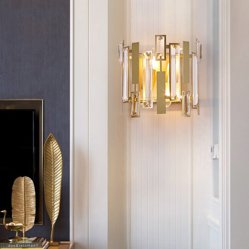 Skørter | Laser Cut Wall Light Traditionary Crystal 2 Light Gold Wall Mounted Lamp for Living Room