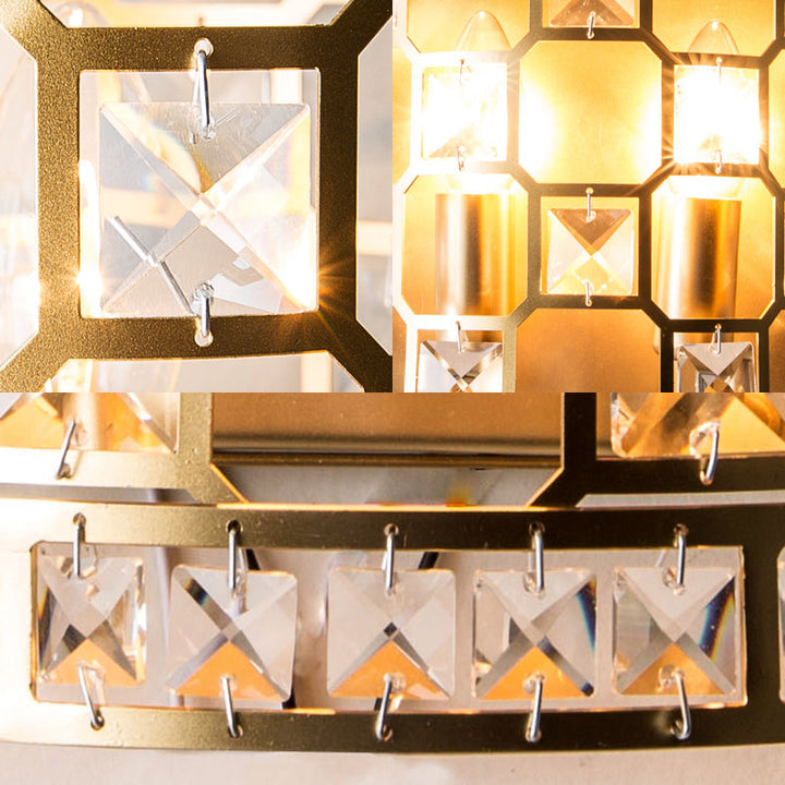 Skørter | Cylindrical Crystal Wall Light Vintage 2 Heads Gold Flush Mount Wall Light for Nightstands