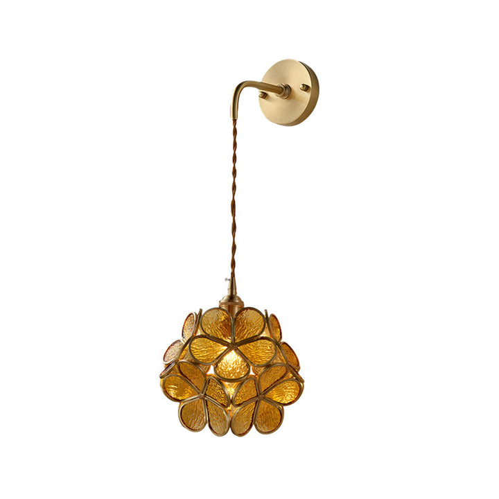 Skørter | 1 Bulb Bedroom Wall Switch Lamp Traditional Wall Lighting with Flower White/Pink/Blue Glass Shade