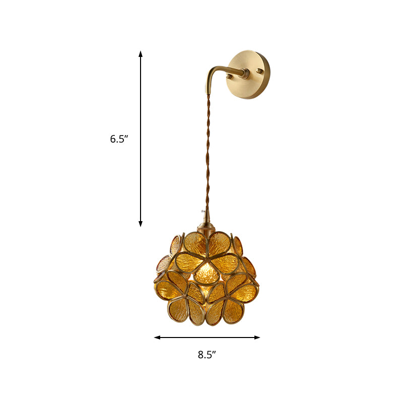 Skørter | 1 Bulb Bedroom Wall Switch Lamp Traditional Wall Lighting with Flower White/Pink/Blue Glass Shade