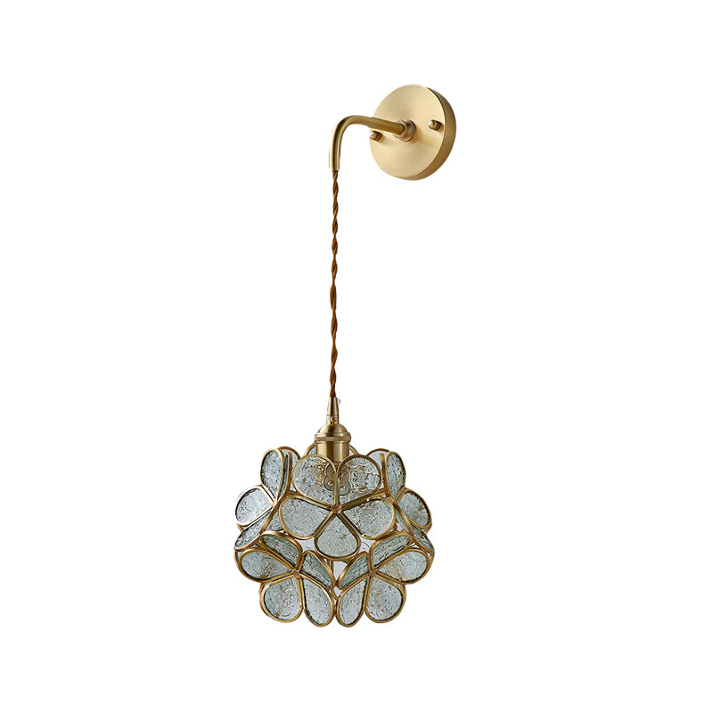 Skørter | 1 Bulb Bedroom Wall Switch Lamp Traditional Wall Lighting with Flower White/Pink/Blue Glass Shade