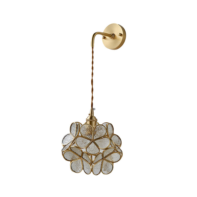 Skørter | 1 Bulb Bedroom Wall Switch Lamp Traditional Wall Lighting with Flower White/Pink/Blue Glass Shade