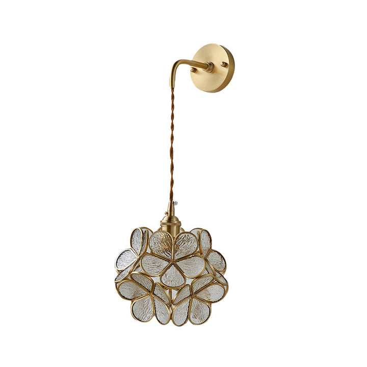 Skørter | 1 Bulb Bedroom Wall Switch Lamp Traditional Wall Lighting with Flower White/Pink/Blue Glass Shade