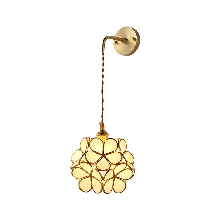 Skørter | 1 Bulb Bedroom Wall Switch Lamp Traditional Wall Lighting with Flower White/Pink/Blue Glass Shade
