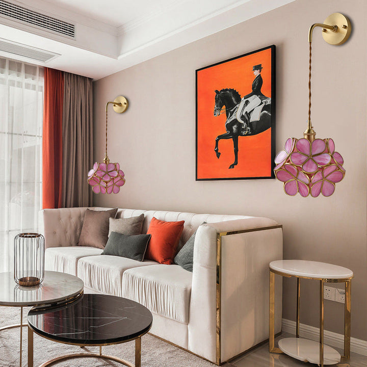 Skørter | 1 Bulb Bedroom Wall Switch Lamp Traditional Wall Lighting with Flower White/Pink/Blue Glass Shade