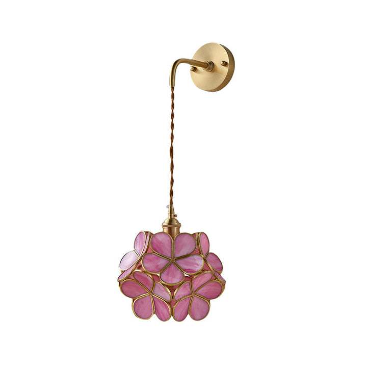 Skørter | 1 Bulb Bedroom Wall Switch Lamp Traditional Wall Lighting with Flower White/Pink/Blue Glass Shade