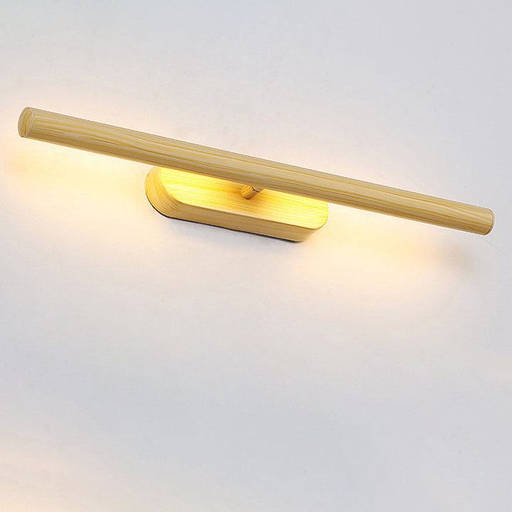Skørter | Tube Wood Vanity Wall Light Modernist 19"/23"/27" Width LED Beige Wall Mounted Vanity Light Fixture in White/Warm/Natural Light