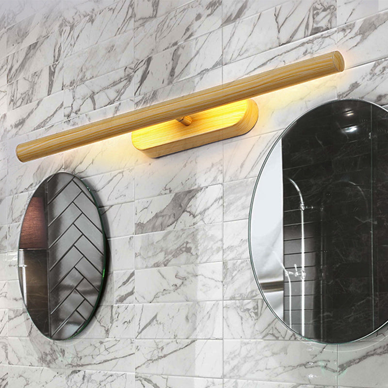 Skørter | Tube Wood Vanity Wall Light Modernist 19"/23"/27" Width LED Beige Wall Mounted Vanity Light Fixture in White/Warm/Natural Light