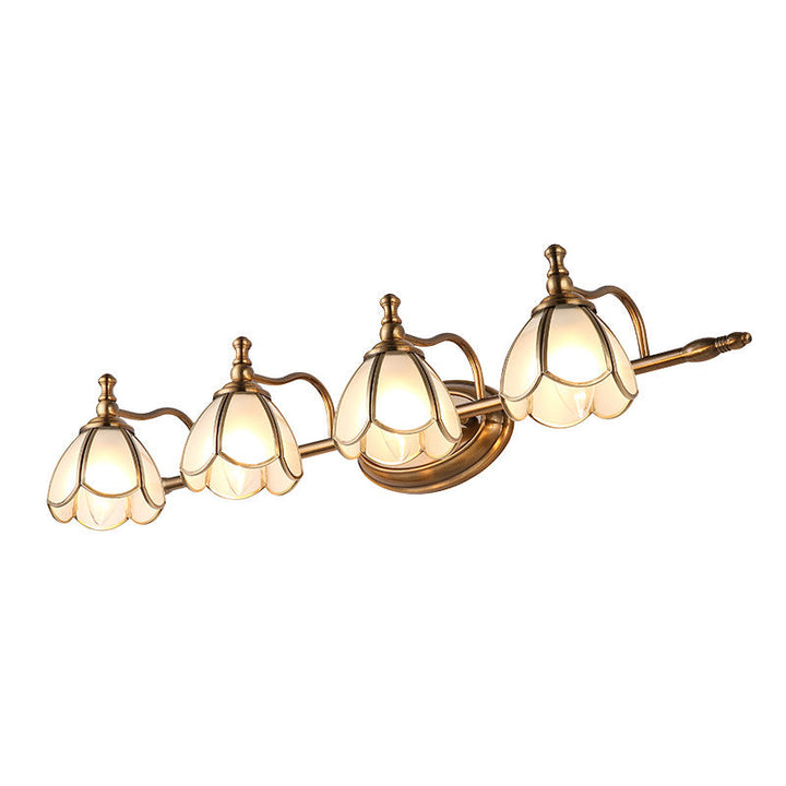 Skørter | Dome Vanity Light Colonial Opal Glass 1/2/3/4 Heads Brass Wall Lighting Fixture for Bathroom