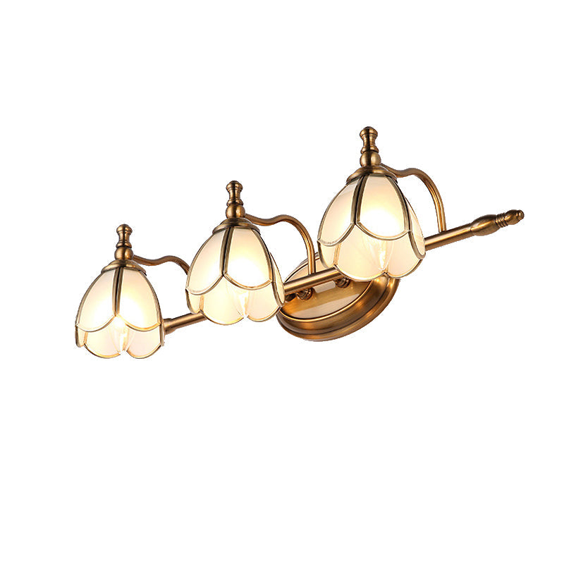 Skørter | Dome Vanity Light Colonial Opal Glass 1/2/3/4 Heads Brass Wall Lighting Fixture for Bathroom