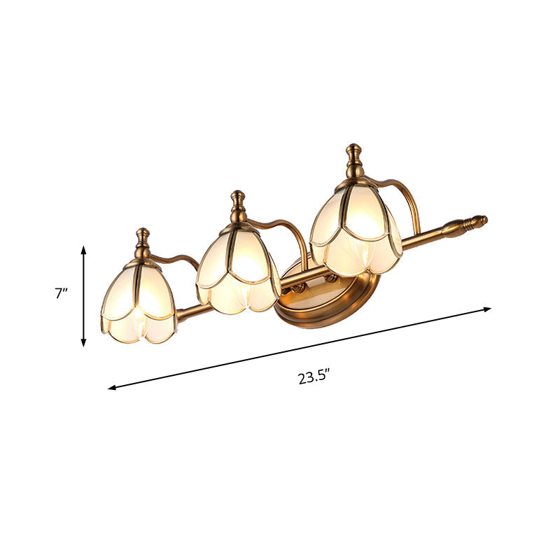 Skørter | Dome Vanity Light Colonial Opal Glass 1/2/3/4 Heads Brass Wall Lighting Fixture for Bathroom