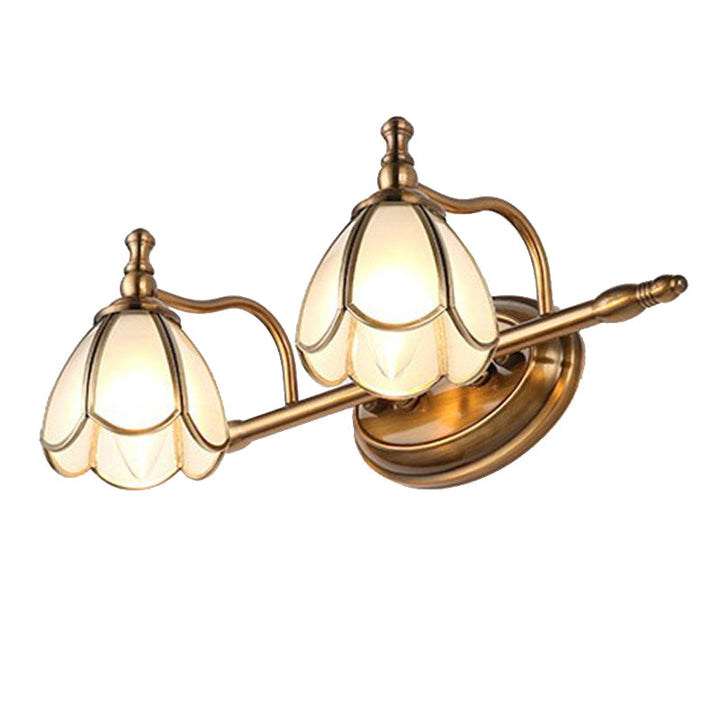 Skørter | Dome Vanity Light Colonial Opal Glass 1/2/3/4 Heads Brass Wall Lighting Fixture for Bathroom