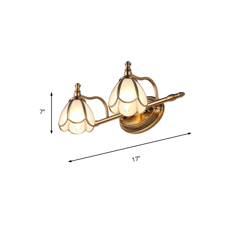 Skørter | Dome Vanity Light Colonial Opal Glass 1/2/3/4 Heads Brass Wall Lighting Fixture for Bathroom