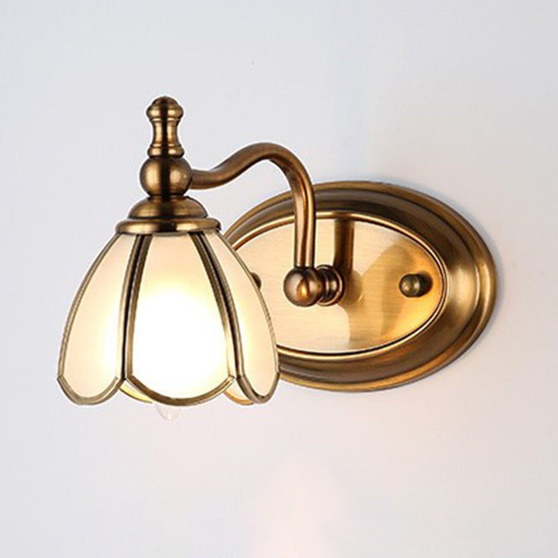 Skørter | Dome Vanity Light Colonial Opal Glass 1/2/3/4 Heads Brass Wall Lighting Fixture for Bathroom