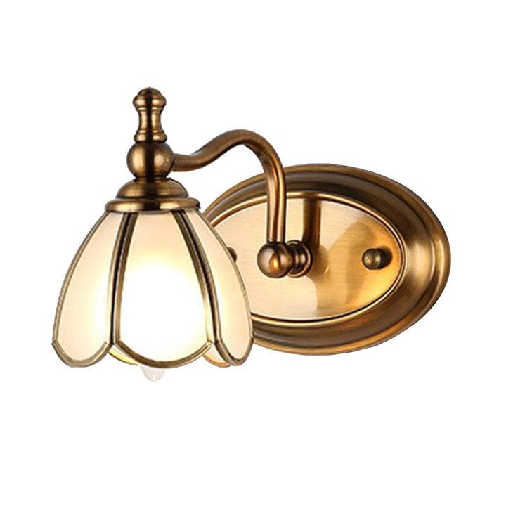 Skørter | Dome Vanity Light Colonial Opal Glass 1/2/3/4 Heads Brass Wall Lighting Fixture for Bathroom