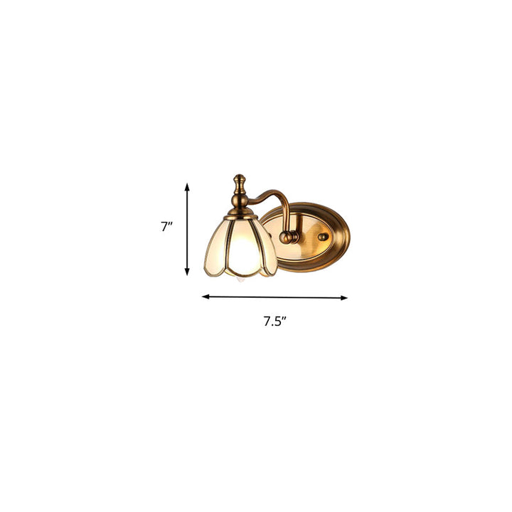 Skørter | Dome Vanity Light Colonial Opal Glass 1/2/3/4 Heads Brass Wall Lighting Fixture for Bathroom