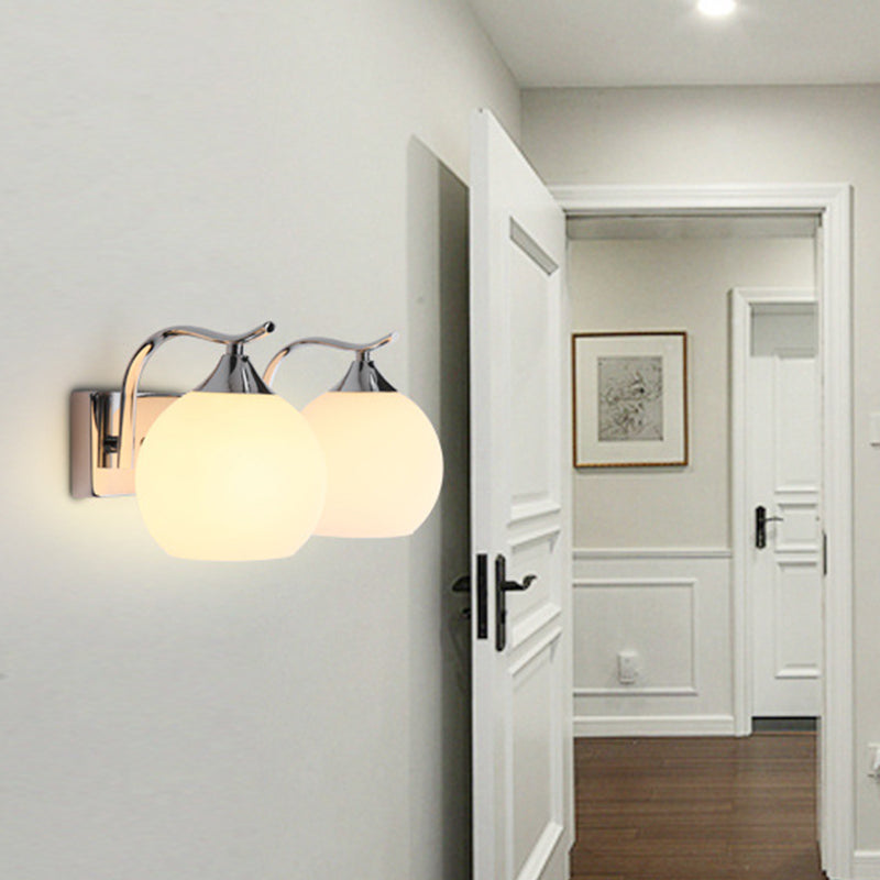 Skørter | Satin Opal Glass Dome Wall Lamp Simple Style Hallway Wall Mount Light
